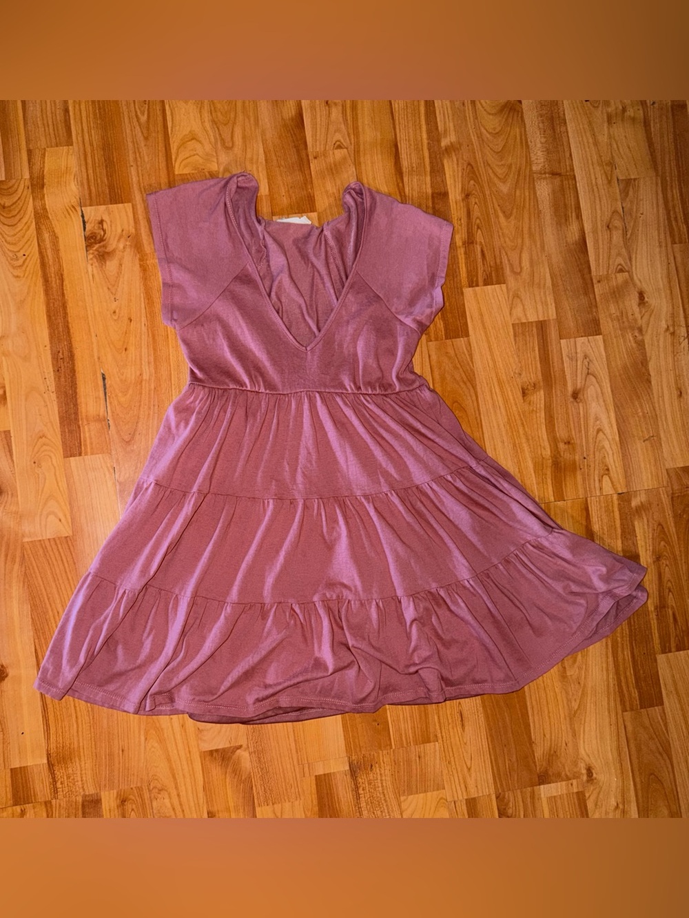 Altar'd State Dusty Mauve Tiered V-Neck Dress